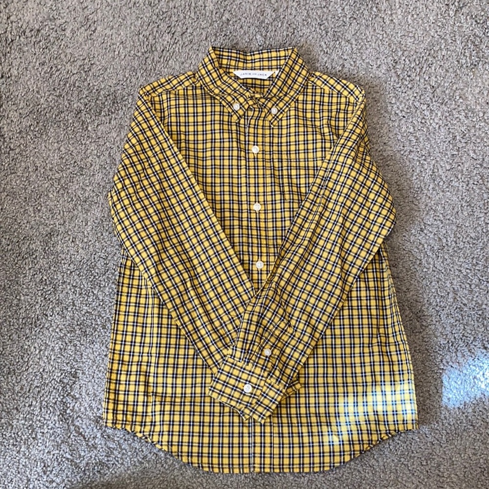 Janie and Jack Button Down. New with tags! Size 7. Yellow & Navy Gingham
